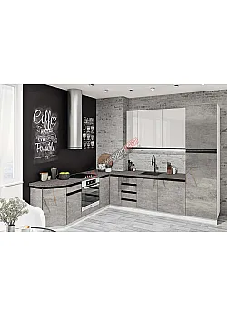 Готова кухня Комфорт Тренд 3 х 2.3м кутова Бетон світлий, Білий