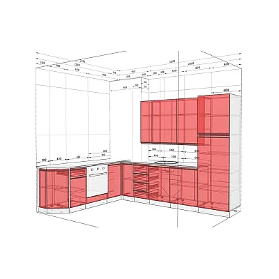 Готова кухня Комфорт Тренд 3 х 2.3м кутова Бетон світлий, Білий-2