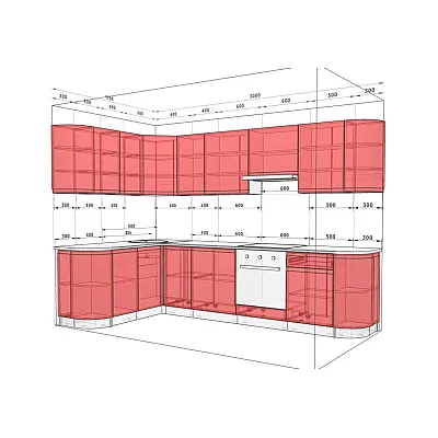 Готова кухня Комфорт Альфа ручка 3х1,7м фарбований МДФ Оксамит бежевий-2