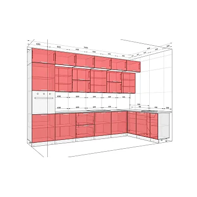 Готова кухня Комфорт Sigma ручка 3.6х1.9м кутова Капучино, Лате-2
