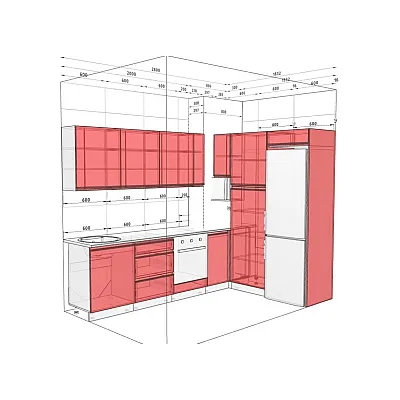 Готова кухня Комфорт Sigma ручка 2.8 х 1.8м кутова Білий, Графіт-2