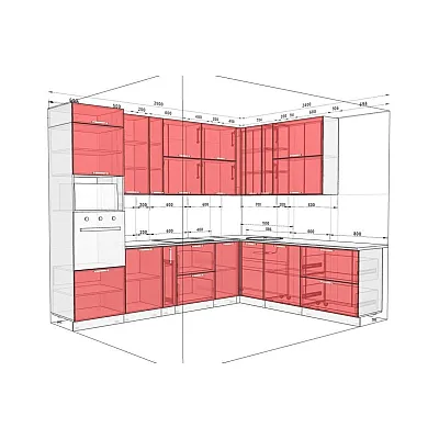 Готовая кухня Комфорт Эко 2.9 х 2.4м угловая Кашемир-2