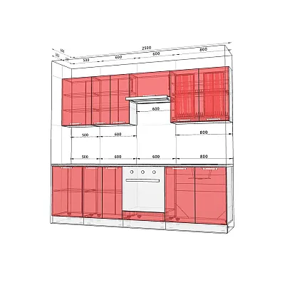 Готова кухня Комфорт Хай-тек 2.5 метра Мармур бетон сірий-2