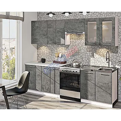 Готова кухня Комфорт Хай-тек 2.5 метра Мармур бетон сірий-0