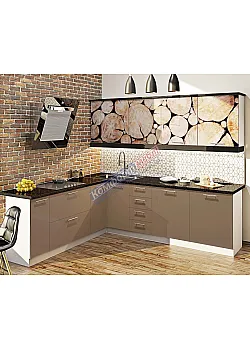 Готова кухня Комфорт Хай-тек з кольоровим друком" 2,6х2,1м кутова Медовий