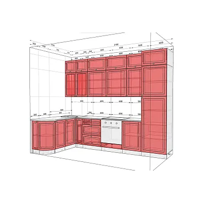Готова кухня Комфорт "Діамант" 310 х 170см кутова Лате, Смокі-2