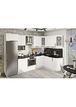 Готова кухня Комфорт Лофт 3х1,7 метра кутова фарбований МДФ Білий