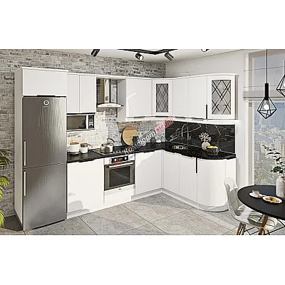 Готова кухня Комфорт Лофт 3х1,7 метра кутова фарбований МДФ Білий-0