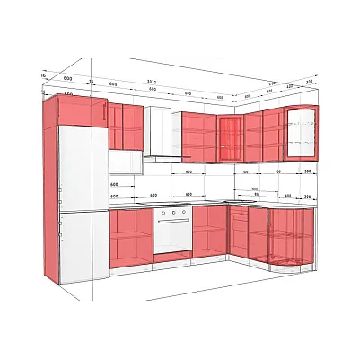 Готова кухня Комфорт Лофт 3х1,7 метра кутова фарбований МДФ Білий-2