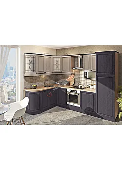 Готова кухня Комфорт Діамант 290 х 170см кутова Грифель, Сахара