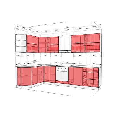 Готова кухня Комфорт Фарбований високий глянець 3х1.7м кутова Лимон-3