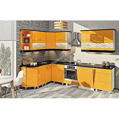 Готова кухня Комфорт Фарбований високий глянець 3х1.7м кутова Лимон-0