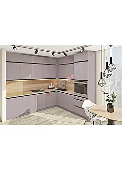 Готова кухня Комфорт Альфа ручка 3х2.2м кутова фарбований МДФ Оксамит бежевий