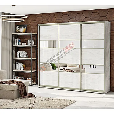 Шафа купе 240 см Комфорт "Модель 3" тридверна дуб білений-0