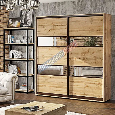 Шкаф купе 100 см Комфорт "Модель 3" 2 дверный в цвете золотой дуб-0