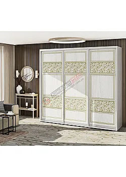 Шафа-купе 1,8 м Комфорт "Валенсія" глянець трьохдверна дуб білений