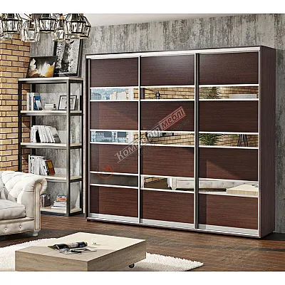 Шафа купе 220 см Комфорт "Модель 4" трьохдверна у кольорі венге-0