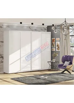 Шафа купе 320 см Комфорт "ДСП" глянець чотирьохдверна білого кольору