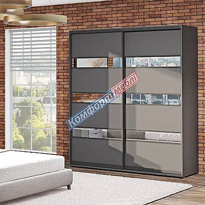 Шафа купе 1.4 м Комфорт "Модель 4" дводверна темно-сіра-0