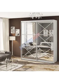 Шкаф-купе 1 м Комфорт "Зеркало" двухдверный беленый дуб