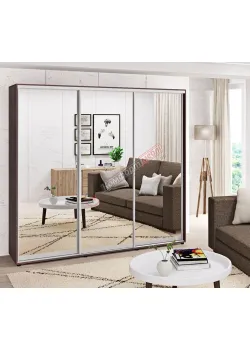 Шкаф-купе 250 см Комфорт "Зеркало" 3 дверный венге