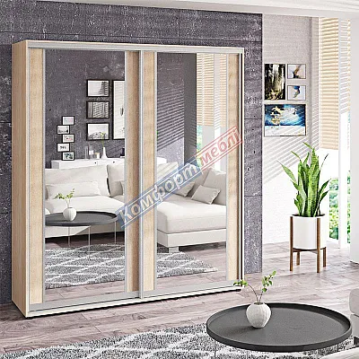 Шафа-купе 1,4 метра Комфорт "Модель 7" двохдверна дуб натуральний-0
