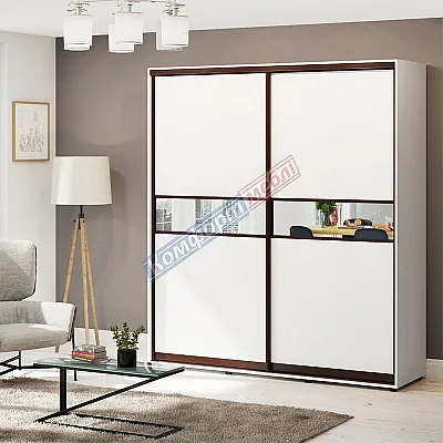 Шафа купе 170 см Комфорт "Модель 2" дводверна білого кольору-0