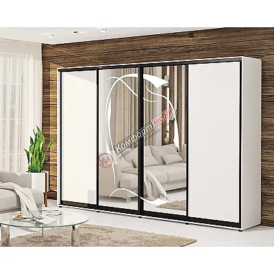 Шафа-купе 3600 мм Комфорт "ДСП" з дзеркалом чотиридверна біла-0