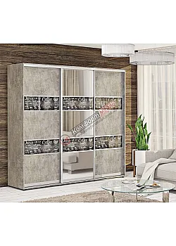 Шкаф купе 2.1 метра Комфорт "Модель 3" трехдверный в цвете бетон