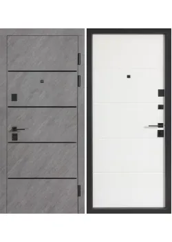 Двери В-85 (квадро) 559/191 Срез камня/Белый матовый гладкий Булат