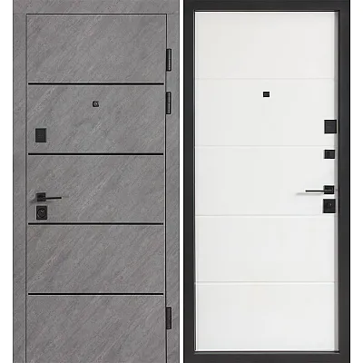 Вхідні Двері В-85 (квадро) 559/191 Зріз каменю/Білий матовий гладкий Булат-0