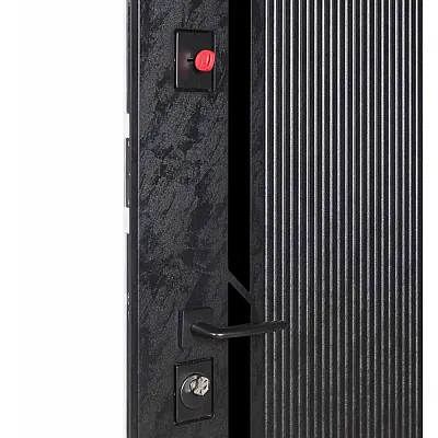 Вхідні Двері В-83 (квадро) 594/605 дзеркало Оксид чорний Весь декор/Біла шагрень Булат-4