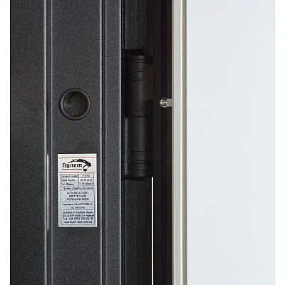 Вхідні Двері В-83 (квадро) 594/605 дзеркало Оксид чорний Весь декор/Біла шагрень Булат-7