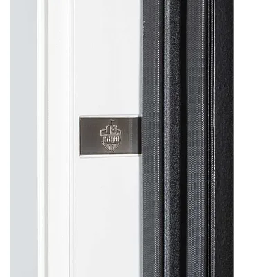 Вхідні Двері В-83 (квадро) 594/605 дзеркало Оксид чорний Весь декор/Біла шагрень Булат-8