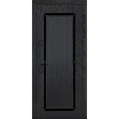 Вхідні Двері В-83 (квадро) 594/605 дзеркало Оксид чорний Весь декор/Біла шагрень Булат-1