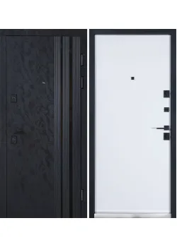 Двері Тандем (квадро) 586/гладка Оксид чорний Весь декор/Білий матовий гладкий Булат