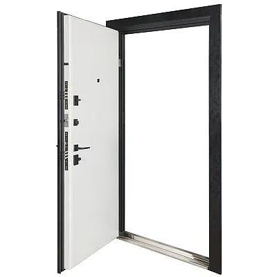 Вхідні Двері Тандем (квадро) 586/гладка Оксид чорний Весь декор/Білий матовий гладкий Булат-3