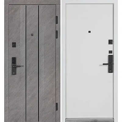 Вхідні Двері ТЕРМО ЕЛЕКТРО (квадро) Kale 590/гладка Зріз каменю/Білий матовий гладкий Булат-0
