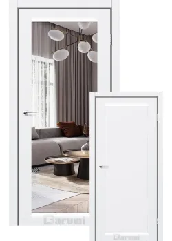 Двери Violeta белый мат с односторонним зеркалом Darumi
