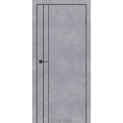Міжкімнатні Двері Plato Line PTL-05 бетон сірий молдинг і торці алюміній чорний Darumi Ламінатин-0