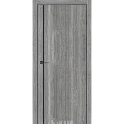 Міжкімнатні Двері Plato Line PTL-05 горіх грей рівер молдинг і торці алюміній чорний Darumi Ламінатин-0