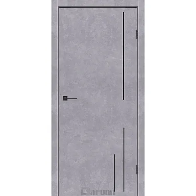 Міжкімнатні Двері Plato Line PTL-06 бетон сірий молдинг і торці алюміній чорний Darumi Ламінатин-0