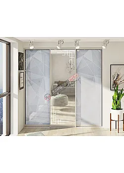 Встроенная раздвижная система 2,2м трехдверная "Стекло фотопечать" с зеркалом