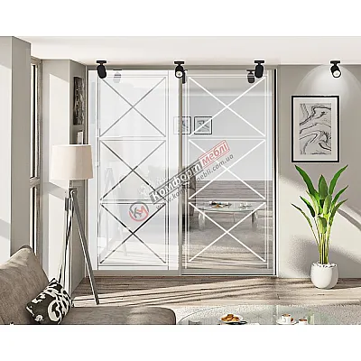 Встроенная раздвижная система 2м двухдверная "Зеркало"-0