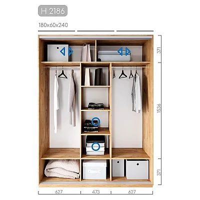 Мебель Шафа-купе Новатор H-2186-1