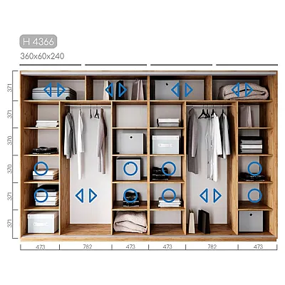 Мебель Шкаф-купе Новатор H-4366-1