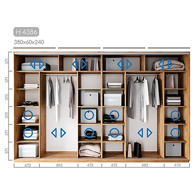 Мебель Шафа-купе Новатор H-4386-1