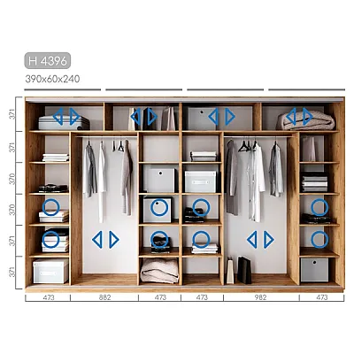 Мебель Шафа-купе Новатор H-4396-1