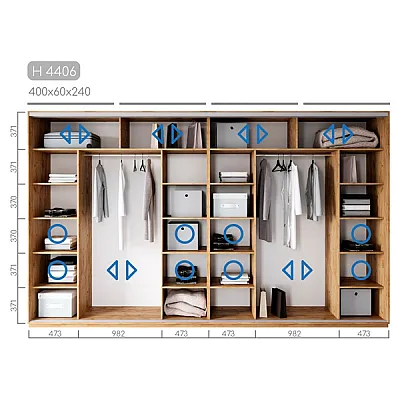 Мебель Шафа-купе Новатор H-4406-1