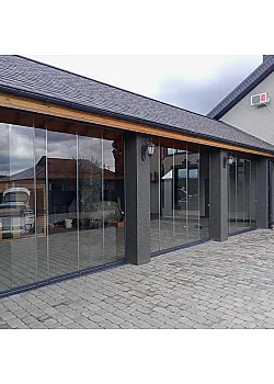 Безрамное остекление (стеклянная гармошка) Schüco под ключ